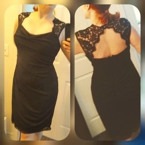 Vintage Y2K lace & mesh detail little black dress
